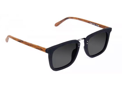 Wood Black Square Sunglasses With Grey Tint