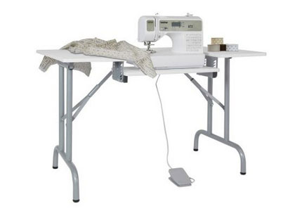 Folding Multipurpose Sewing Table Silver/White